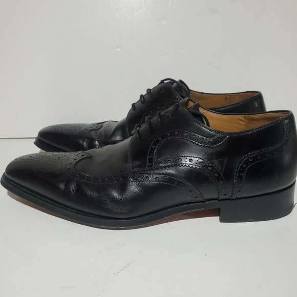 Magnanni Sergio Wingtip Oxford Dress Shoes Black Calfskin Leather 13974 Sz 9 M